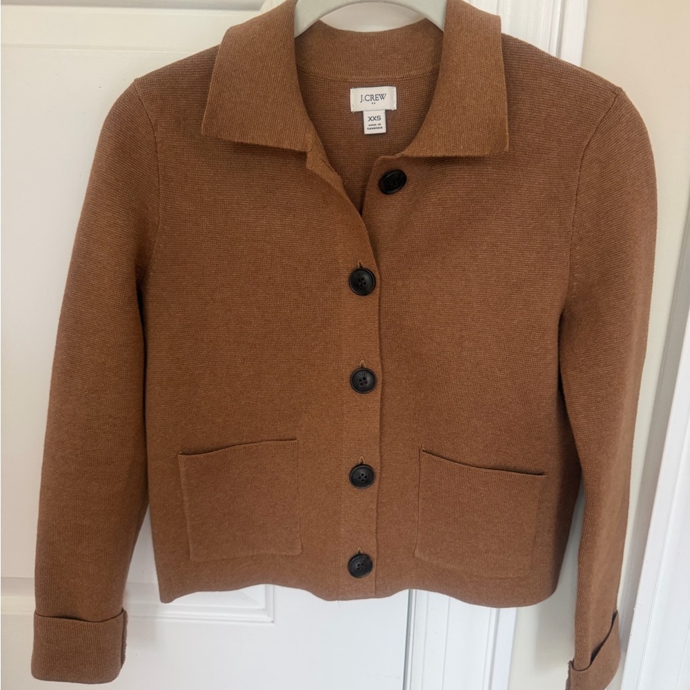 J. Crew Women's Camel Brown Knit Button Front Jacket